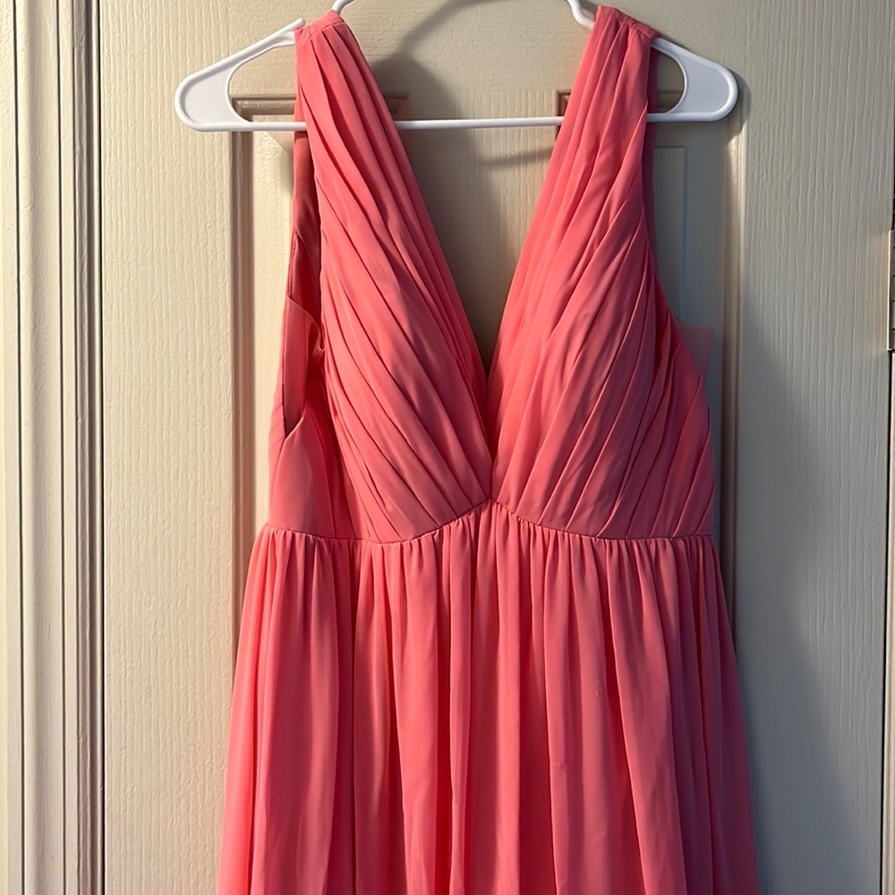 Flamingo pink Azazi bridesmaids dress!